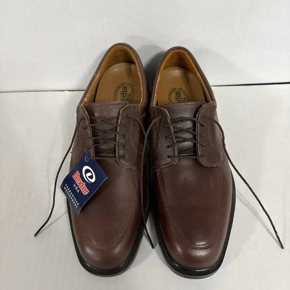 Dexter Brown Leather Lace-Up Derby Dress Shoes Square Toe Rubber Sole 7.5